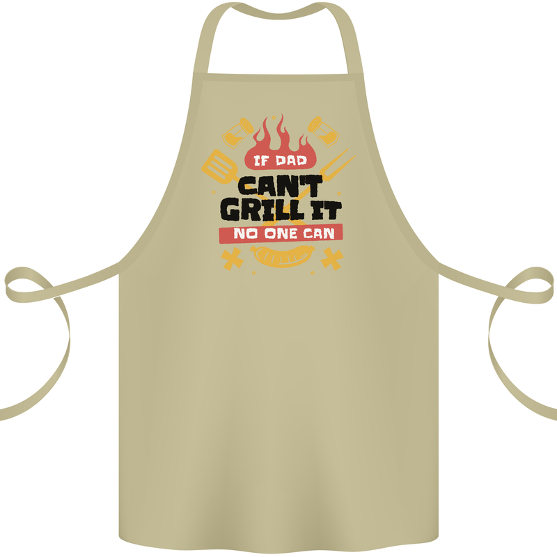 If Dad Cant Grill It No One Can Funny BBQ Cotton Apron 100% Organic Khaki