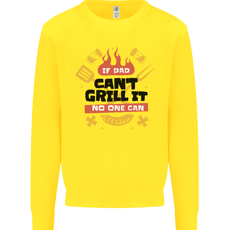 If Dad Cant Grill It No One Can Funny BBQ Kids Sweatshirt Jumper Yellow