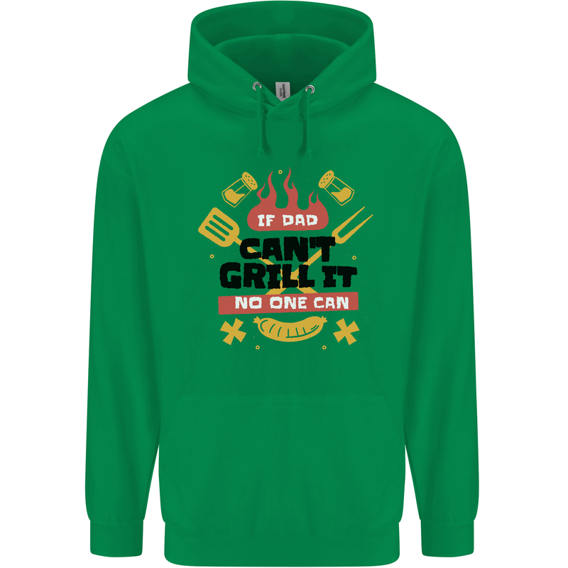 If Dad Cant Grill It No One Can Funny BBQ Mens 80% Cotton Hoodie Irish Green