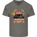 If Dad Cant Grill It No One Can Funny BBQ Mens V-Neck Cotton T-Shirt Charcoal