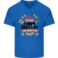 If Dad Cant Grill It No One Can Funny BBQ Mens V-Neck Cotton T-Shirt Royal Blue