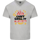 If Dad Cant Grill It No One Can Funny BBQ Mens V-Neck Cotton T-Shirt Sports Grey