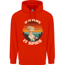 If Flies it Spies Conspiracy Theory Birds Funny Childrens Kids Hoodie Bright Red