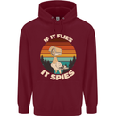 If Flies it Spies Conspiracy Theory Birds Funny Childrens Kids Hoodie Maroon