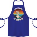If Flies it Spies Conspiracy Theory Birds Funny Cotton Apron 100% Organic Royal Blue