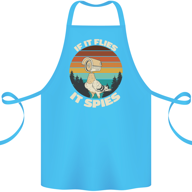 If Flies it Spies Conspiracy Theory Birds Funny Cotton Apron 100% Organic Turquoise