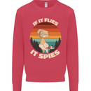 If Flies it Spies Conspiracy Theory Birds Funny Kids Sweatshirt Jumper Heliconia