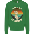 If Flies it Spies Conspiracy Theory Birds Funny Kids Sweatshirt Jumper Irish Green