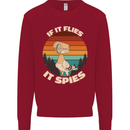 If Flies it Spies Conspiracy Theory Birds Funny Kids Sweatshirt Jumper Red