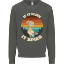If Flies it Spies Conspiracy Theory Birds Funny Kids Sweatshirt Jumper Storm Grey
