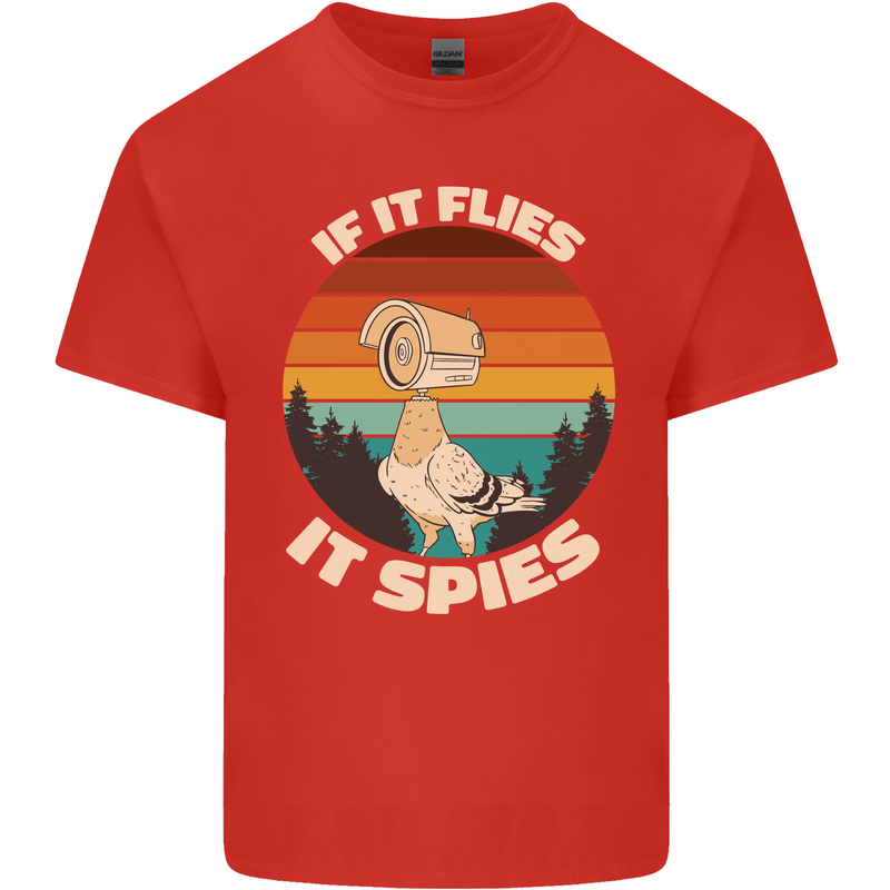 If Flies it Spies Conspiracy Theory Birds Funny Kids T-Shirt Childrens Red