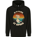 If Flies it Spies Conspiracy Theory Birds Funny Mens 80% Cotton Hoodie Black