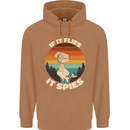 If Flies it Spies Conspiracy Theory Birds Funny Mens 80% Cotton Hoodie Caramel Latte