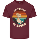 If Flies it Spies Conspiracy Theory Birds Funny Mens Cotton T-Shirt Tee Top Maroon