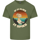 If Flies it Spies Conspiracy Theory Birds Funny Mens Cotton T-Shirt Tee Top Military Green