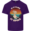 If Flies it Spies Conspiracy Theory Birds Funny Mens Cotton T-Shirt Tee Top Purple