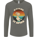 If Flies it Spies Conspiracy Theory Birds Funny Mens Long Sleeve T-Shirt Charcoal