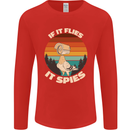 If Flies it Spies Conspiracy Theory Birds Funny Mens Long Sleeve T-Shirt Red