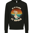 If Flies it Spies Conspiracy Theory Birds Funny Mens Sweatshirt Jumper Black