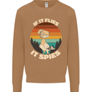 If Flies it Spies Conspiracy Theory Birds Funny Mens Sweatshirt Jumper Caramel Latte