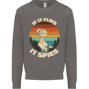 If Flies it Spies Conspiracy Theory Birds Funny Mens Sweatshirt Jumper Charcoal