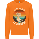 If Flies it Spies Conspiracy Theory Birds Funny Mens Sweatshirt Jumper Orange