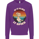 If Flies it Spies Conspiracy Theory Birds Funny Mens Sweatshirt Jumper Purple
