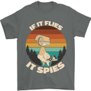 If Flies it Spies Conspiracy Theory Birds Funny Mens T-Shirt 100% Cotton Charcoal