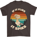 If Flies it Spies Conspiracy Theory Birds Funny Mens T-Shirt 100% Cotton Dark Chocolate