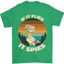 If Flies it Spies Conspiracy Theory Birds Funny Mens T-Shirt 100% Cotton Irish Green