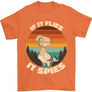 If Flies it Spies Conspiracy Theory Birds Funny Mens T-Shirt 100% Cotton Orange