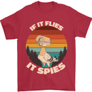 If Flies it Spies Conspiracy Theory Birds Funny Mens T-Shirt 100% Cotton Red