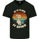 If Flies it Spies Conspiracy Theory Birds Funny Mens V-Neck Cotton T-Shirt Black