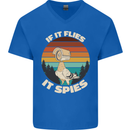If Flies it Spies Conspiracy Theory Birds Funny Mens V-Neck Cotton T-Shirt Royal Blue