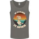 If Flies it Spies Conspiracy Theory Birds Funny Mens Vest Tank Top Charcoal