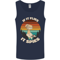 If Flies it Spies Conspiracy Theory Birds Funny Mens Vest Tank Top Navy Blue
