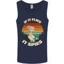 If Flies it Spies Conspiracy Theory Birds Funny Mens Vest Tank Top Navy Blue