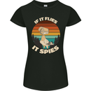 If Flies it Spies Conspiracy Theory Birds Funny Womens Petite Cut T-Shirt Black