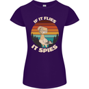 If Flies it Spies Conspiracy Theory Birds Funny Womens Petite Cut T-Shirt Purple