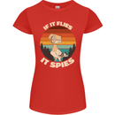 If Flies it Spies Conspiracy Theory Birds Funny Womens Petite Cut T-Shirt Red