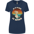 If Flies it Spies Conspiracy Theory Birds Funny Womens Wider Cut T-Shirt Navy Blue