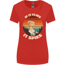 If Flies it Spies Conspiracy Theory Birds Funny Womens Wider Cut T-Shirt Red