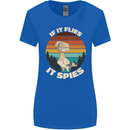 If Flies it Spies Conspiracy Theory Birds Funny Womens Wider Cut T-Shirt Royal Blue