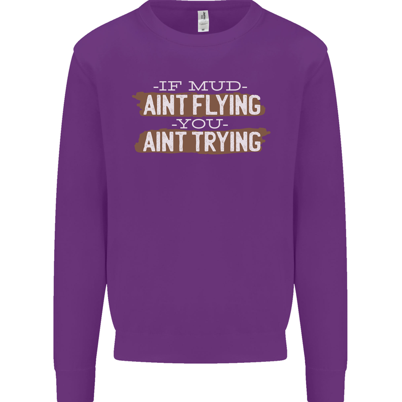 If Mud Aint Flying Motocross Biker 4X4 Kids Sweatshirt Jumper Purple