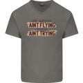 If Mud Aint Flying Motocross Scrambling 4X4 Mens V-Neck Cotton T-Shirt Charcoal