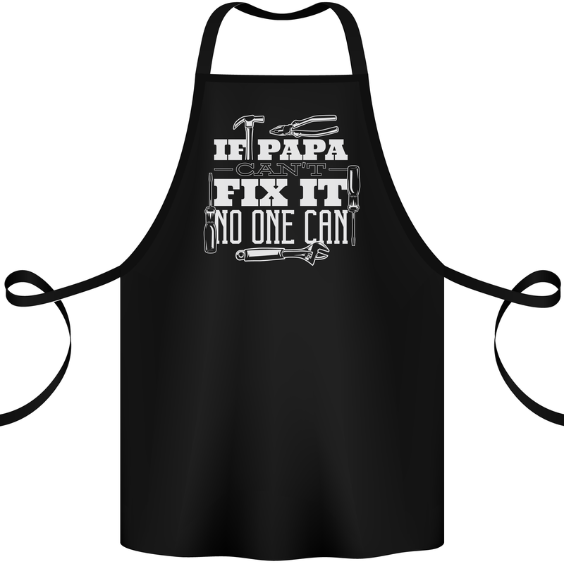 If Papa Cant Fix It Fathers Day Tradesman Cotton Apron 100% Organic Black