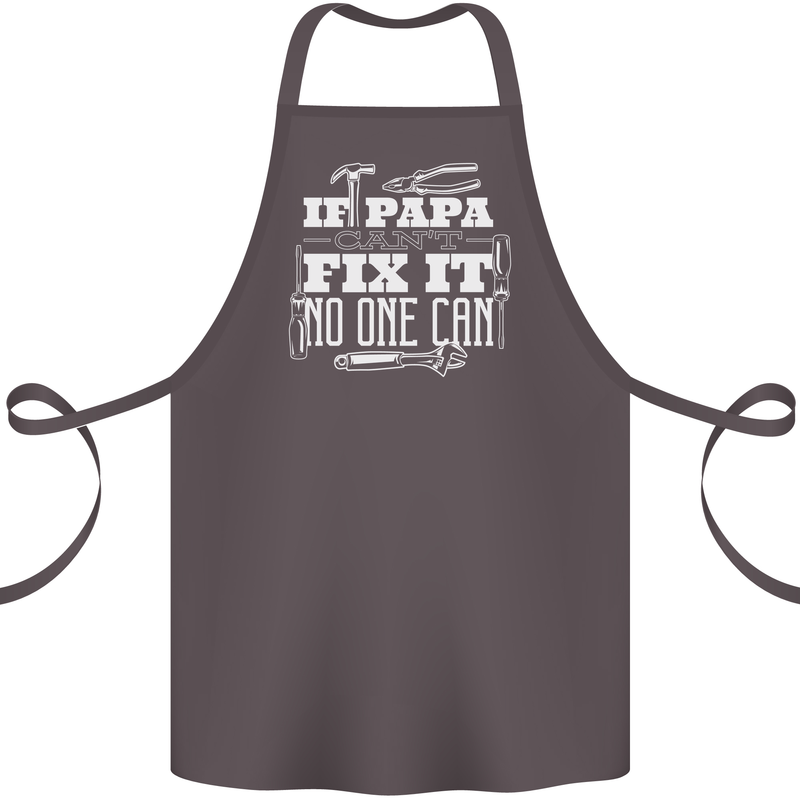 If Papa Cant Fix It Fathers Day Tradesman Cotton Apron 100% Organic Dark Grey
