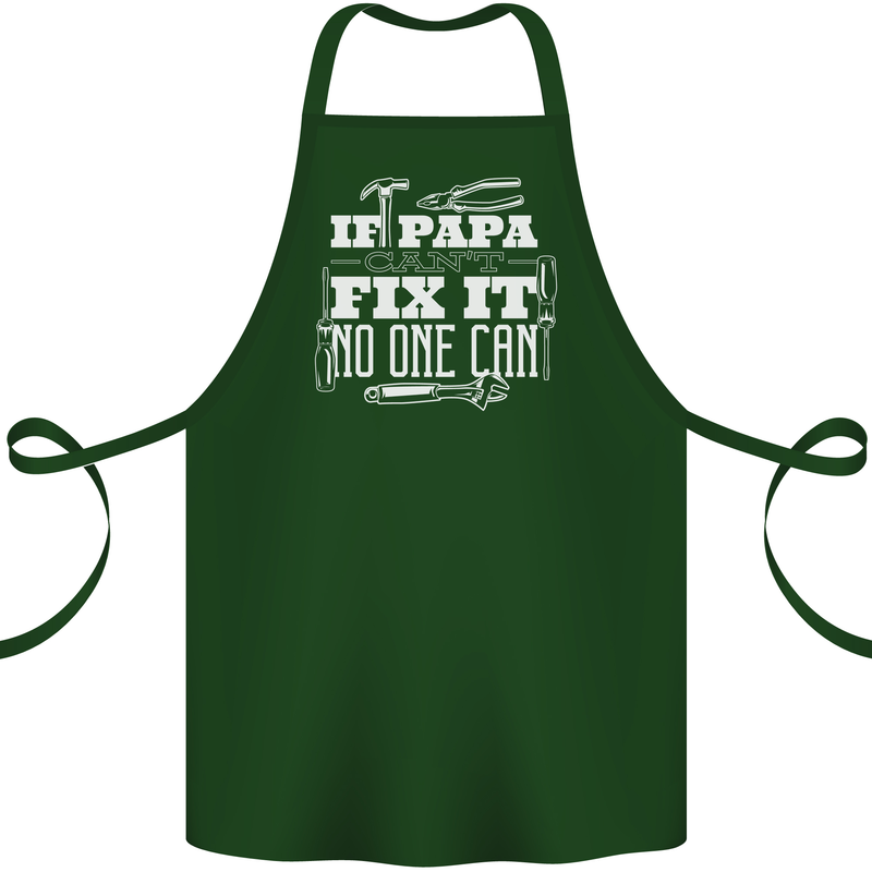 If Papa Cant Fix It Fathers Day Tradesman Cotton Apron 100% Organic Forest Green