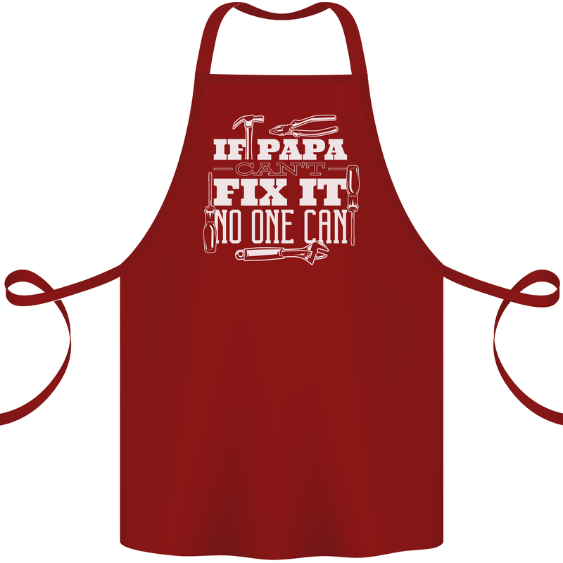 If Papa Cant Fix It Fathers Day Tradesman Cotton Apron 100% Organic Maroon