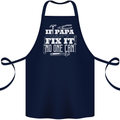 If Papa Cant Fix It Fathers Day Tradesman Cotton Apron 100% Organic Navy Blue